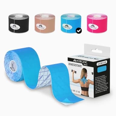 Mobiclinic®, Kinesiotape, Venda Neuromuscular Adhesiva, 5m x 5cm, Esparadrapo Deportivo, Alivio Dolor Muscular, Vendaje Kinesiológico, Apto para Múltiples Zonas, Cinta Kinesiológica, Face Tape, Azul
