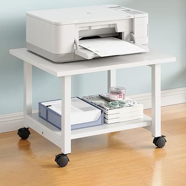 Genérico Soporte móvil para Impresora con Ruedas - Estantería de 2 Niveles bajo el Escritorio para Almacenamiento en casa y Oficina - Carrito Compacto Blanco para Impresora (L40 x 34 x 31 cm/16 x 13