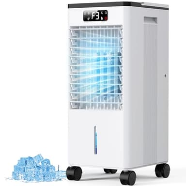 Aire Acondicionado Portátil Grande 7.5L,Climatizador Evaporativo,Enfriador de Aire Control Silencioso Remoto,3 Cajas de Helado, 1-2H Temporizador,Orientable 60°/120°.
