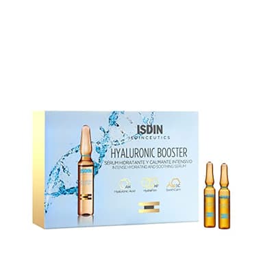 ISDIN Isdinceutics Hyaluronic Booster, Sérum Facial con Ácido Hialurónico que Hidrata y Calma la Piel, 10 ampollas