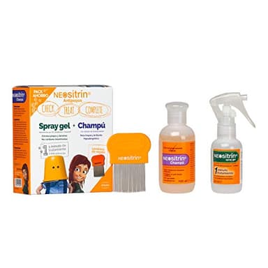 Neositrin, Pack Spray Gel (60ml) y Champú Antipiojos (100ml), Eliminación Completa y Limpieza Profunda en 1 Minuto, Sin Insecticidas, A partir de 1 año