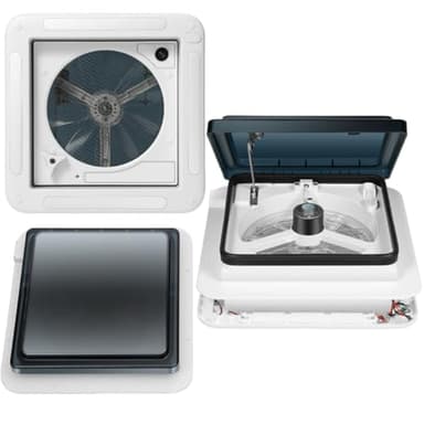 Ventilador de Ventilación de Autocaravana 12V Claraboya Caravana 28 * 28cm Techo Solar Para Con LED Protección Contra Insectos de Acero Inoxidable