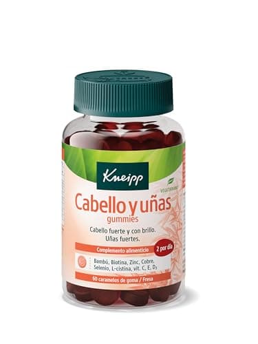 Kneipp Cabello y Uñas Gummies; Con Biotina, Vitamina B3, Vitamina E, Cobre, Zinc, Selenio, L-cisteína y Bambú; Contribuye a Mantener el Cabello y las Uñas en Buen Estado; 60 Gominolas