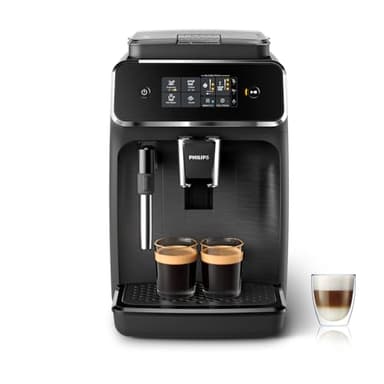 Philips Serie 2200 Cafetera Espresso Totalmente Automática - 2 Cafés, Pantalla Táctil, Espumador de Leche Clásico, Molinillo de Cerámica, Negro Mate (EP2220/10)