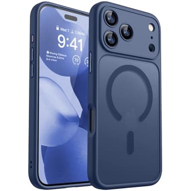 CANSHN Funda Magnética para iPhone 17 Pro MAX (6.9 Pulgadas), Compatible con MagSafe, [Protección Total de La Cámara] Carcasa Fondo Mate Translúcido,Azul Oscuro