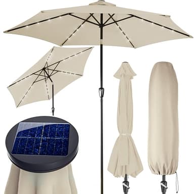 Kingsleeve® Sombrilla LED 270cm Protección UV80+ Parasol Terraza Jardín Balcón Incl. Funda Protectora