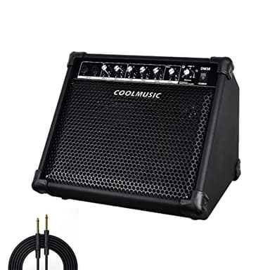 Coolmusic DM30 - Amplificador de batería o teclado electrónico, 30 W, entrada auxiliar y Bluetooth, 2 entradas, ecualizador de 3 bandas y salida directa