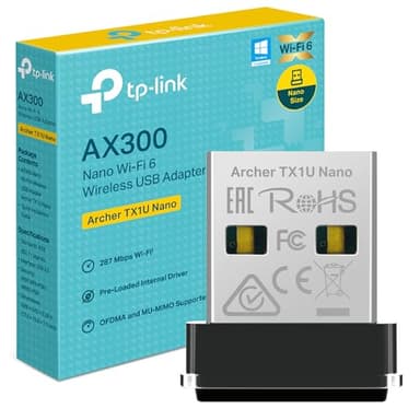 TP-Link Archer TX1U Nano WiFi Adapter for PC, Wi-Fi Wi-Fi Stick, Plug & Play, Nano Size, MU-MIMO, Access Point Mode, Compatible with Windows, Wi-Fi 6 AX300
