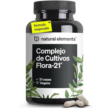 Flora-21® Probióticos y Prebióticos Intestinales - 180 cápsulas con recubrimiento entérico - 21 cepas bacterianas + inulina orgánica - Complejo de cultivos - Probado en laboratorio y sin aditivos