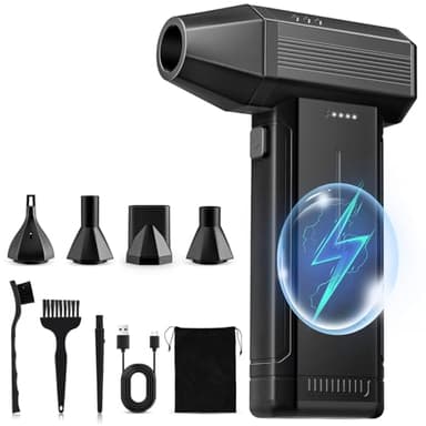 GARAID Soplador de Aire Potente con Luz LED, 6000 mAh 3 Velocidades 150000 RPM Soplador de Aire Comprimido Limpieza PC, Aire Comprimido Eléctrico Portátil Air Duster para Laptop, Coches, Sofás