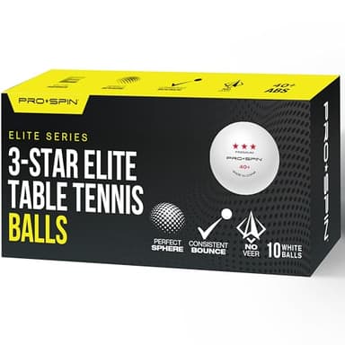 PRO SPIN Serie Elite - Pelotas de Ping Pong Premium 3 Estrellas Blancas - Alto Rendimiento, 40+ ABS - Esfera, Rebote Preciso, Muy Duraderas