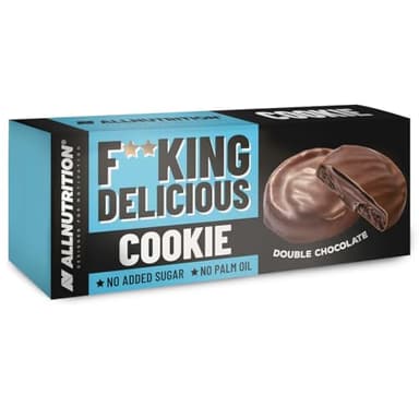 ALLNUTRITION Fitking Deliciosas Galletas de Doble Chocolate - Galletas de Cacao sin Azúcar con Crema de Chocolate - sin Aceite de Palma - Dulces Bajos en Calorías - Snacks Saludables - 128g