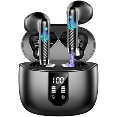 Auriculares Inalámbricos Bluetooth, Auriculares Bluetooth 5.4 HiFi Estéreo, 56H Cascos Inalambricos Bluetooth con ENC Reducción de Ruido, Pantalla LED, USB-C, Control Táctil, IP7 Impermeable Audifonos