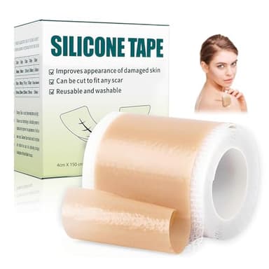 Parche de Silicona Color Piel (4 CM X 150 CM), Láminas de silicona parches, Impermeable y Corte flexible, Ayuda Mejora la apariencia visible, Suaviza la textura de la piel