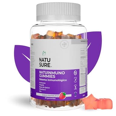 Natusure - NatuInmuno | Gummies Para Reforzar el Sistema Inmunológico | Propolis + Equinacea + Bayas de Sauco + Vitamina C + Zinc | Con Propoleo y Equinacea Para Subir Defensas | Apto Para Niños