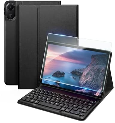 EasyAcc Funda con Teclado para Xiaomi Redmi Pad 2 2025 (No aplicable Redmi Pad 2 Pro) con Película Protectora, Funda Protectora Teclado Extraíble, Negro