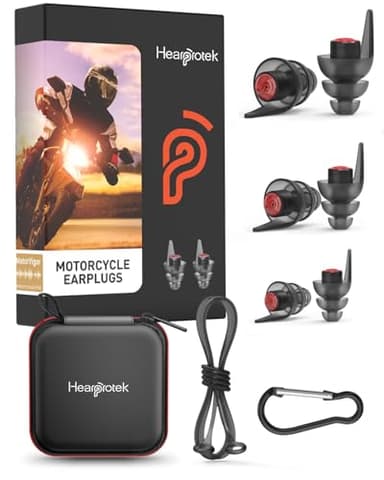 Hearprotek 3 Pares de Tapones Oidos Moto, 24dB Tapones Reutilizables, Aislamiento Cómodo del Ruido del Viento para Protección Auditiva, Conducción, Regalos de carreras para amantes de las motos