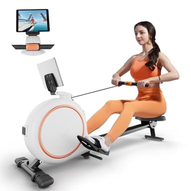 Superun Máquina de Remo para Gimnasio en Casa - Remadora con 32 Niveles de Resistencia Magnética Silenciosa, Compatible con App Máquina de Cardio con Pantalla LCD