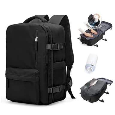 BJLFS Mochila al Vacío para Viaje Ryanair Equipaje de Mano de Gran Capacidad con Sistema de Vací Mochila de Viaje Portátil Impermeable para Hombre y Mujer con Sistema de Compresion Negro
