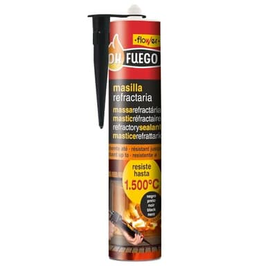 Flower - Masilla Refractaria 280 ml | Soporta hasta 1500°C | Ideal para Cocinas, Chimeneas y Estufas | Aplicación Limpia sin Goteos | Versátil para el Hogar, Material Refractario