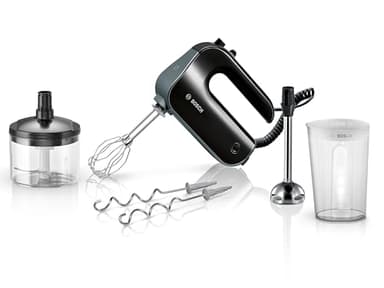 Bosch MFQ4980B - Batidora amasadora Home Professional, 5 niveles, 2 varillas de acero inox, color negro y plateado oscuro