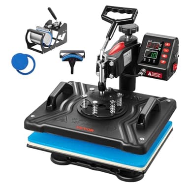 VEVOR Máquina de Prensa en Calor 5 en 1 Máquina de Impresión de Calor 29 x 38 cm Máquina de Transferencia de Calor Abatimiento de 360° Control Digital Inteligente para Camisetas, Gorras, Platos, Tazas