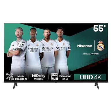 Hisense 55E6NT- UHD 4K,VIDAA Smart TV, 55 Pulgadas, Dolby Vision, Modo Juego Plus, DTS Virtual X, Control por Voz televisor, Doble Control de Volumen, Auto ordenación Canales TDT (Nuevo 2024)