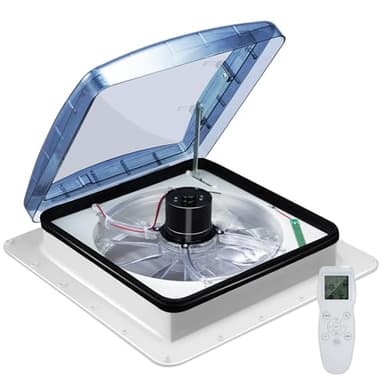 Ventilador de Techo para Autocaravana, Extractor de Techo RV con Sensor de Lluvia Impermeable, Silencioso 10 Velocidades, Mando a Distancia, 12V,(Tamaño Apertura: 40x40 cm)
