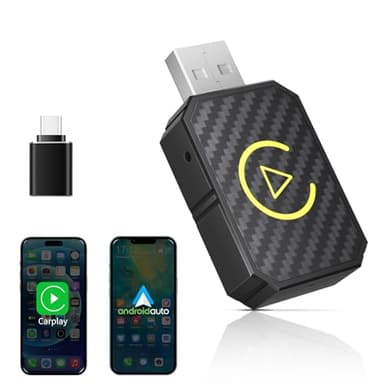 Weinsamkeit Adaptador Inalámbrico 2 en 1 para Android Auto y CarPlay | Conversión de Cableado a Inalámbrico | Dongle USB C/A Plug & Play | Conexión Estable | Compatible con el 98% de los Coche