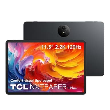 TCL NXTPAPER 11 Plus Tablet, 11.45" 2.2K NXTPAPER 4.0 Display, MediaTek Helio G100, 256GB ROM (8GB + 8GB RAM Expansion), 8MP Cámara Frontal, 8MP Cámara Trasera, Android 15, Gris Oscuro