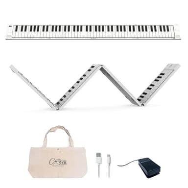 Blackstar Piano plegable portátil, de 88 Teclas Blanco con batería recargable por USB integrada y MIDI sobre USB. Teclado con 128 sonidos 1,6 kg, 33 cm, BA203010