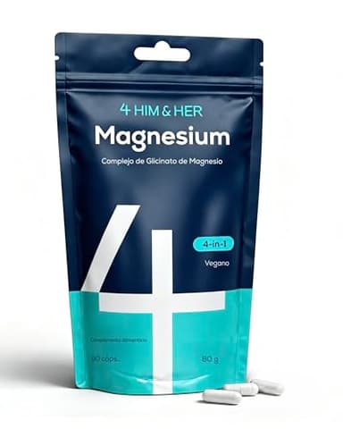 Magnesio Bisglicinato Complex 1279mg – 250mg Magnesio Elemental Puro con Citrato, Malato y Vitamina B6 P5P – Alta Absorción, Función Muscular y Energía, 90 Cápsulas Veganas – 4 HIM & HER