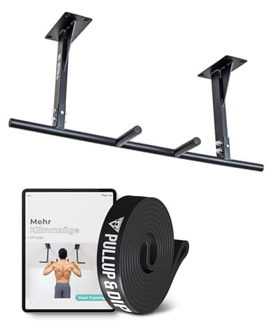 PULLUP & DIP Barra Dominadas para Montaje en Techo - Resistente Hasta 180 kg - Antideslizante 5 Posiciones de Agarre para Ejercicio y Dominadas en Casa - Ideal para Accesorios Gimnasio y Casa