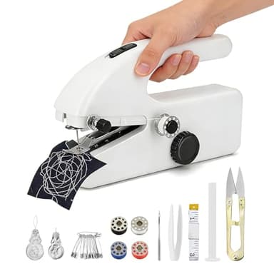 Mini maquina de coser manual - alouweekuky, portatil 2 modos, fácil usar, ara uso doméstico, para ropa, cortinas, manualidades