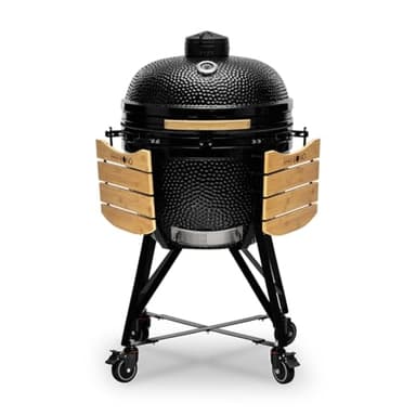 Kamado BONO BBQ - Barbacoa Grande XXL con 6 accesorios - Ø 64cm Kamado Barbacoa con Accesorios - Parrilla ahumadora negra en la terraza, balcón o jardín