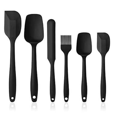 Vicloon Utensilios de Cocina de Silicona,Set de 6 Espátulas Silicona Incluye Hilvanado Cepillo, Espátula,Cuchara, No Tóxico, Antiadherente,Resistente al Calor,Utensilios para Cocina y Horneado