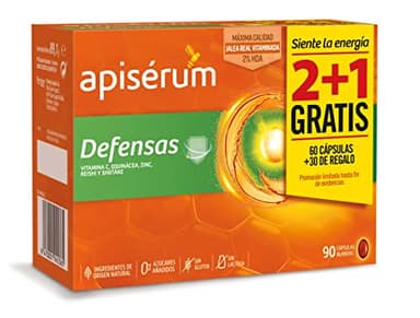 APISERUM - Pack Defensas Cápsulas - Tres Meses de Tratamiento - Mantiene y Refuerza Las Defensas - Multivitamínico Con Jalea Real, Vitamina C, Echinacea, Zinc, Reishi y Shitake