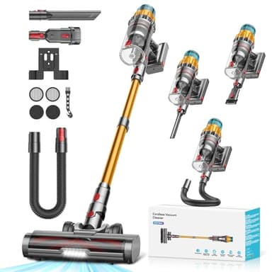 48 Kpa/550W/70Min Aspiradora sin Cable, 2.0L Aspirador de Mano con Pantalla Táctil, Cepillo Antienredos, Carga de Pared, Escoba Aspiradora sin Cable para Suelo Alfombra Pelos de Mascotas Automóviles