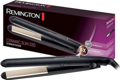 Remington Plancha de Pelo Ceramic Slim, Placas Flotantes Extralargas, Cerámica Anti-estática, Turmalina, Capa Protectora Teflón, Protección y Brillo, 2 Temperaturas hasta 220°C, S1510