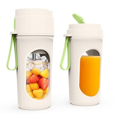 Mexgcom 450 ML Batidora Portátil, Type-C Mini Licuadora, con 12 Cuchillas, Batidora con Pajita de Silicona, Una Taza Tiene dos Tapas, Licuadora Portatil para Deportes, Viajes, Senderismo (Verde)