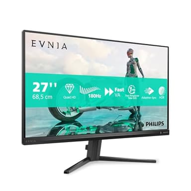 Philips Evnia 27M2N3500NL - Monitor Gaming QHD de 27 Pulgadas, 180 Hercios, 1 ms, FreeSync Prem. (2560x1440, DisplayPort, HDMI) Negro/Gris