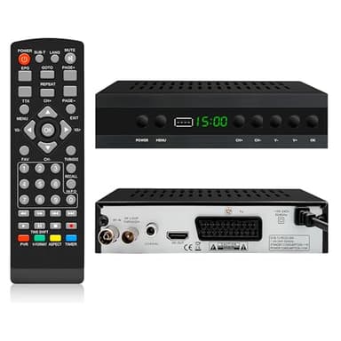Decodificador TDT HD - DVB-T2 H.265 HEVC Full HD PVR, USB, HDMI, SCART, Sintonizador de televisión Digital Terrestre con Grabador, Receptor Digital de Alta definición Full HD 1080p. (DVBT2)
