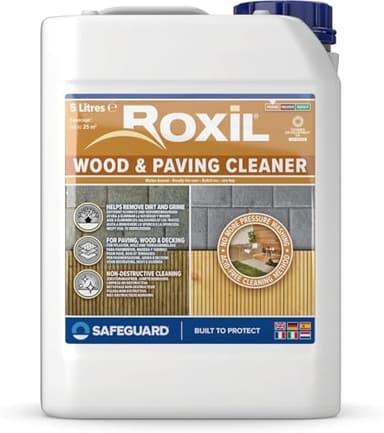 Roxil Limpiador para Madera y Pavimentos - 5 Litros - Elimina la Mugre con Facilidad Sobre Superficies de Madera y Pavimentos: Limpiador para Terrazas Exteriores, Piedra y Baldosas