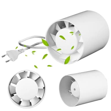 Foreverup Ventilador de tubo de ventilación, Extractor de Aire Silencioso 100mm, Extractor de Baño Ventilador en Linea Extraccion Humos, para Baño Cocina Invernadero Tienda Garaje