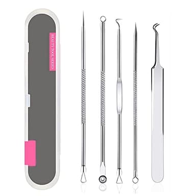 lumcov Herramientas para Eliminar Espinillas,5 Piezas Blackhead Remover Aguja de Acné,Puntos Negros Aguja Extractor Limpiador para Limpiador de Acne, Poros, Granos
