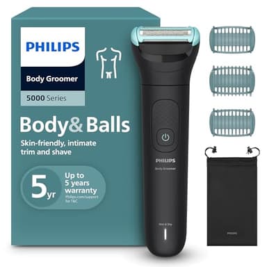 Philips Afeitadora Corporal Series 5000 - Recortador para Hombre con Sistema Triple Protect, Afeita y Recorta la Zona Íntima, Apta para la Ducha, 100 min. de autonomía. Modelo BG5470/15