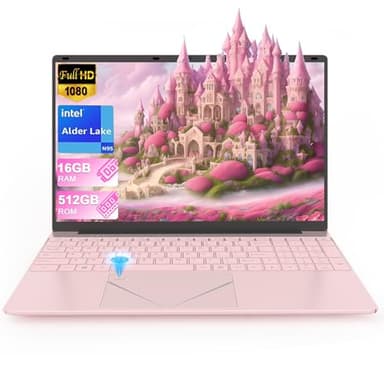 15,6" - Ordenador portatil Rosa 16 Go RAM 512 Go SSD, PC Portatil Alder Lake-N95, Le Soutien Laptop Computer Touch ID, WiFi, BT4.2, rétroéclairage du Clavier, adapté aux étudiants/Entreprises