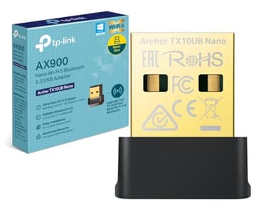 TP-Link Archer TX10UB Nano WiFi Buletooth Adaptador para PC, Wi-Fi 6 AX900 Dual Band WLAN Stick, Bluetooth 5.3, Nano tamaño, WPA3, MU-MIMO, Solo Compatible con Windows 11/10