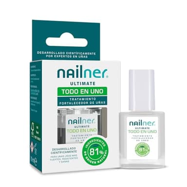 Nailner Ultimate Todo en Uno 10ml - Tratamiento Endurecedor de Uñas y Esmalte Fortalecedor de Uñas, Transparente y Sin color, Puede usar como Base - Especialmente Diseñado para Uñas Frágiles y Débiles