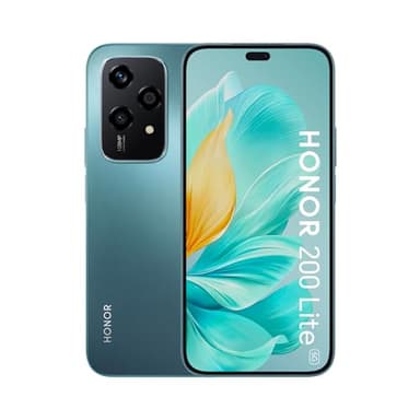 HONOR 200 Lite, Smartphone 5G, 8GB + 256 GB, Pantalla AMOLED Anti-caída de 6,7 Pulgadas, Triple Cámara Trasera 108 MP, Cámara Delantera 50 MP, Dual SIM, Android 14, Cian